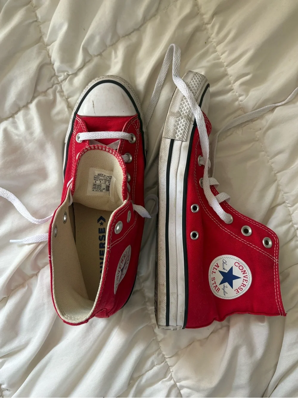 Converse Red High-Top Canvas Sneakers with White Accents